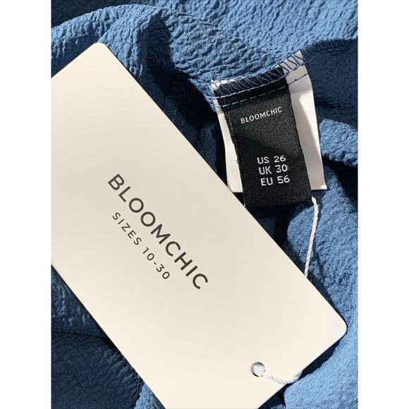 Bloom Chic V Neck Short Sleeve Top Tunic Womens Size 26 Blue Nwt - Picture 4 of 5